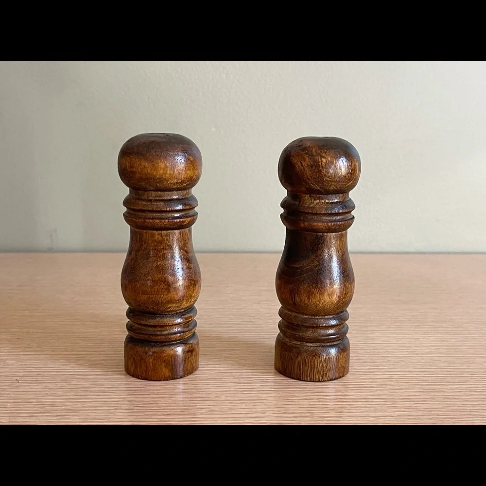 Vintage Wood Salt and Pepper Shakers